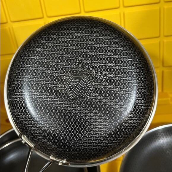 HEXCLAD 4 Piece Nonstick Stainless Steel Frying Pan Set 8 10 12 Wok $600 - Picture 11 of 11
